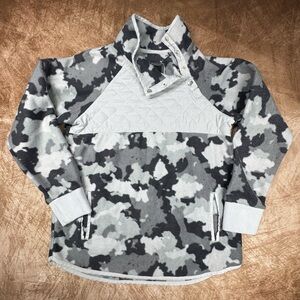 Kyodan Fleece Sweater Grey Camo Snap neck Womens P/S